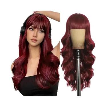 Imagem de Peruca Sintética Longa Ondulada Rosa De 26 Polegadas Para Festas De Fi