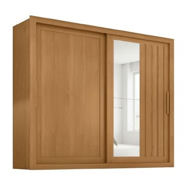 Imagem de Guarda Roupas Casal Ripado Com Espelho 2 Portas De Correr 4 Gavetas Vitta Madeirado