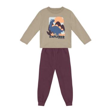 Imagem de Conjunto infantil menino em moletom de dinossauro Brandili-Masculino