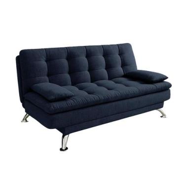 Imagem de Sofá-Cama Casal 3 Lugares Premium Linho Azul Marinho - Mobly