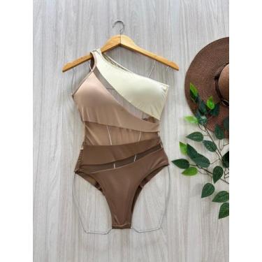 Imagem de Maiô Nula Manga 3 Cores com Tule Feminino Degradê e Liso Poliamida Alt