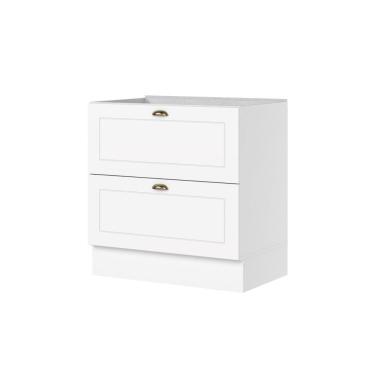 Imagem de Balcão 80cm Com 02 Gavetas Cozinha Americana C371 Branco Hp - Henn