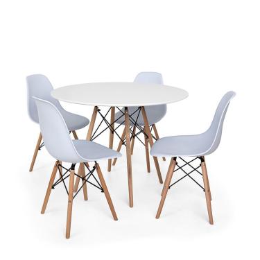Imagem de Kit Mesa Eiffel 90cm Branca 4 Cadeiras Charles Eames Branca