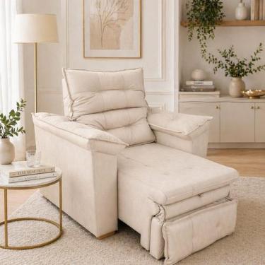 Imagem de Poltrona Do Papai Confortável Reclinável E Retrátil - SRJ Moveis, Bege