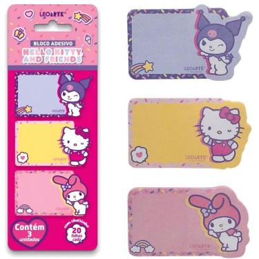 Imagem de Bloco Adesivo Aromatizado Leo & Leo Hello Kitty e Amigos 2,4x4,3x0,5cm Kit 3 Unidades Maçã