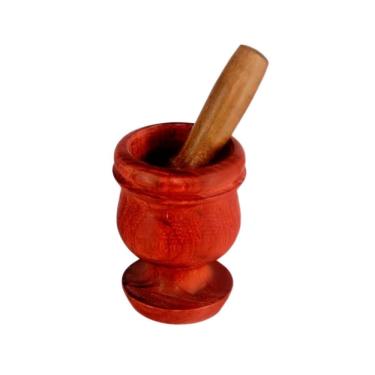 Imagem de Pilão de Madeira PilaoGrande-CDP para Amassar Temperos Modelo Grande 10x7cm com Socador Artesanal Ouro Minas
