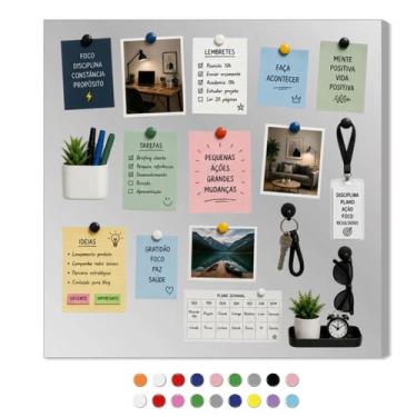 Imagem de Painel Magnético 80x80 Para Fotos Decoração Quarto Comodos Com 18 Imãs
