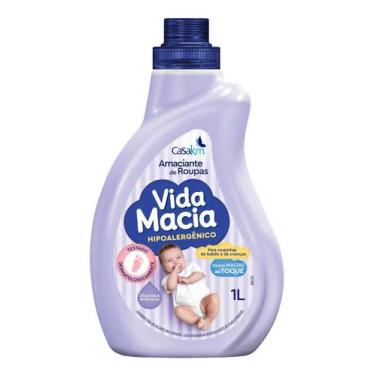 Imagem de Amaciante Vida Macia 1L Amêndoas Glicerina: Roupas Macias, Cores Vivas