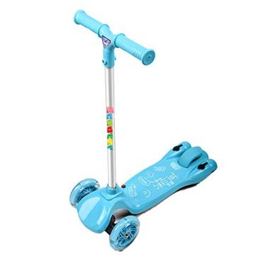 Imagem de Scooter de spray para crianças com 3 rodas de patinete com freio de segurança e névoa de água pode ser pulverizada, rodas intermitentes de poliuretano para 2 a 10 anos de idade, azul