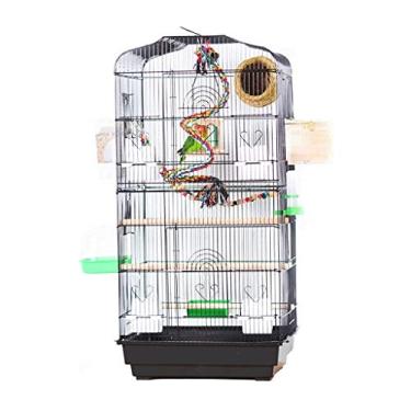 Imagem de KIZQYN Gaiolas de pássaros de metal dobrado papagaio gaiola de pássaro de ferro forjado mais gaiola alta pintura criativa sobrancelha gaiola de pássaro gaiola de voo (cor: preto versão atualizada)