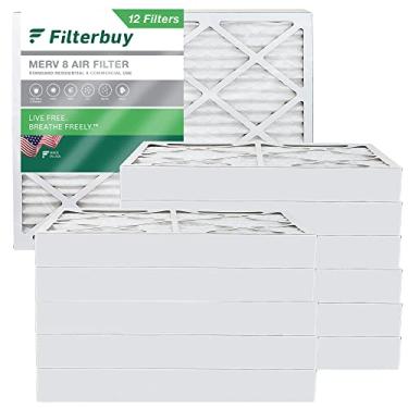 Imagem de Filterbuy Filtro de ar MERV 8 de 15 x 20 x 4, proteção contra poeira (pacote com 12), substituição de filtros de ar para forno HVAC AC plissado (tamanho real: 35,5 x 40,5 x 9,5 cm)