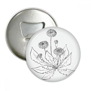Imagem de Dente-de-leão florescendo flores pretas brancas abridor de garrafas ímã de geladeira emblema multifuncional