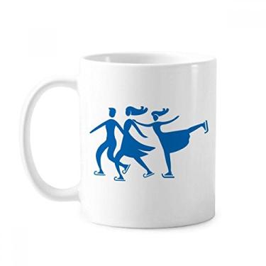 Imagem de Esqui inverno esporte azul contorno padrão caneca cerâmica café porcelana xícara louça