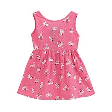 Vestido de princesa para bebês recém-nascidos, primavera, verão, estampado,  tule, babados, sem mangas, para meninas pequenas (rosa, 0 a 3 meses) :  .com.br: Moda