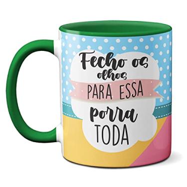 Imagem de Caneca Lhama Pijama Fofa Fecho Os Olhos Pra Essa Porra Toda (Verde)