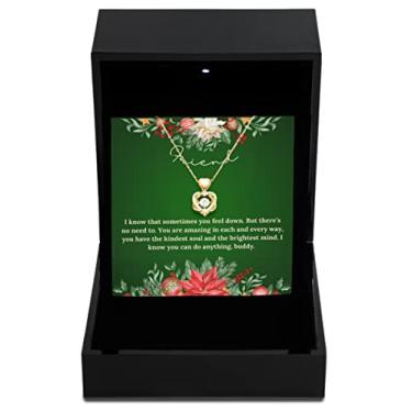 Imagem de SpreadPassion Colar de ouro com nó de coração caixa de luxo incrível joia de incentivo para amigos, presentes de incentivo, ideias de presente de joias, presente personalizado