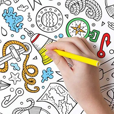 Imagem de Papel de Parede Branco Preto de Colorir Marinheiro 57x270cm