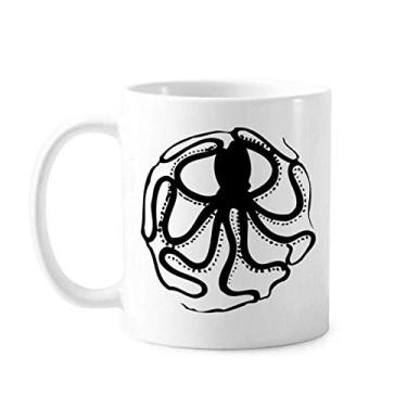 Imagem de Caneca de cerâmica com estampa de vida marinha polvo preto xícara de porcelana café louça