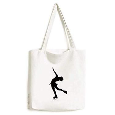 Imagem de Bolsa feminina de lona com contorno de esporte de inverno bolsa de compras casual bolsa de mão