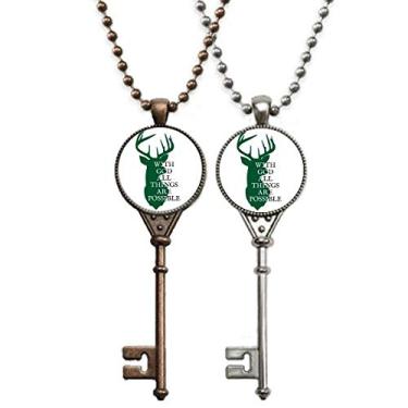 Imagem de OFFbb-USA Deer Body Face Lateral Art Deco, Presente Fashion Chaveiro Pingente Joias Decoração Casal