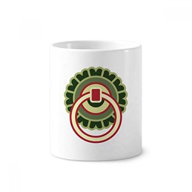 Imagem de Suporte de caneta de escova de dentes padrão chinês, copo de cerâmica com suporte