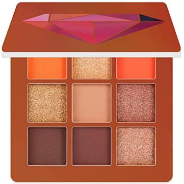 Imagem de JWCN Paleta de sombras de 9 cores multireflexiva fosca cintilante glitter profissional de alta pigmentação paleta de maquiagem - atualização laranja