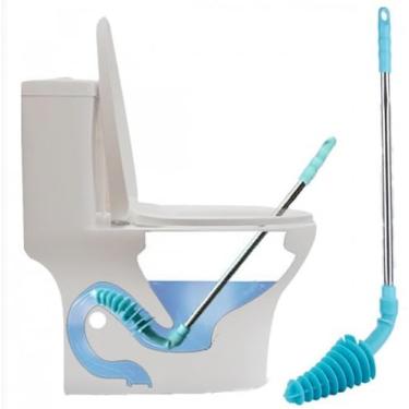Imagem de Êmbolo de vaso sanitário para tipo sifão, ferramenta de dragagem de vaso sanitário, êmbolo de vaso sanitário de alça longa, desbloqueador de bloqueio de banheiro, cabeça de borracha flexível, design o