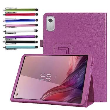 Imagem de elitegadget Capa para tablet Lenovo Nook 22.9 cm (2024) / Lenovo Tab M9 (TB-310FU) - Capa leve de couro PU para Lenovo Tab M9 tela de 9 polegadas 2024/2023 + 1 Stylus aleatória (roxa)