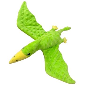 Imagem de HNQTJJS Brinquedos Squeaky Dog Toys Brinquedo de pelúcia com papel enrugado durável para mastigar para cães pequenos, médios e grandes, verde pterodáctilo