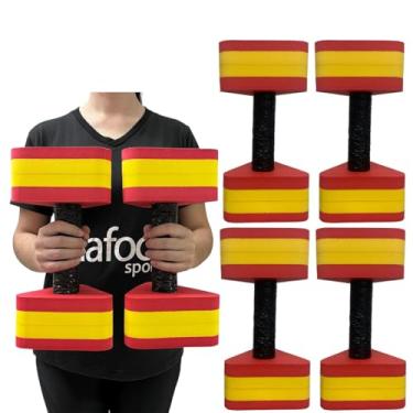 Imagem de Kit 2 Pares de Halteres Hidroginástica Em EVA 3 A 4 Kg DF4013-AM Vermelho/Amarelo Dafoca Sports