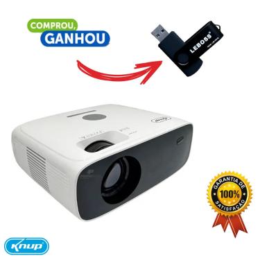 Imagem de Projetor Datashow Android Full HD 10200 Lumens Wi-Fi Bluetooth HDMI Knup PJ006 + Pen Drive 16gb