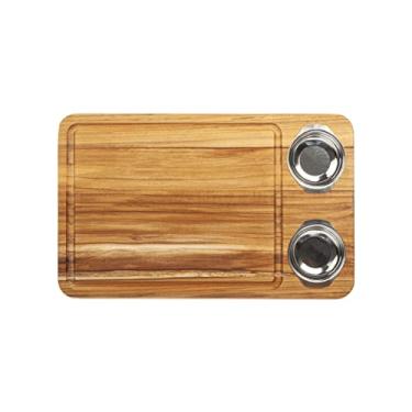 Imagem de Tábua Madeira Teca 48 x 30 c/ 2 Potes em Inox, Stolf