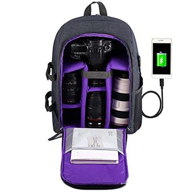 Imagem de Mochila à prova d'água SLR/DSLR para câmera, bolsa de ombro, estojo de viagem para lentes digitais Canon, Nikon, Sony (Médio, cinza)