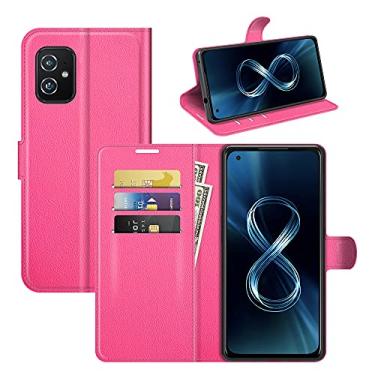 Imagem de Capa para Asus Zenfone 8 ZS590KS, com suporte para cartão de couro PU + [capa de TPU] [suporte] [compartimentos para cartão] Capa fólio magnética para Asus Zenfone 8 ZS590KS (rosa choque)