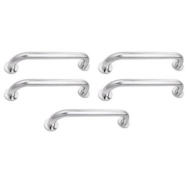 Imagem de Alça de Apoio 30cm Barra Inox Kit 5 Unidades Idoso Banheiro Box Segura