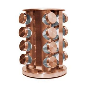 Imagem de Porta Tempero Condimentos Rose Gold Com 16 Potes De Vidro - Topchef -