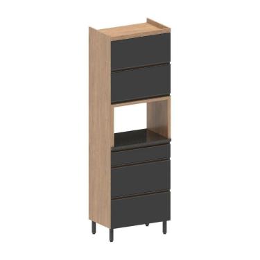 Imagem de Armário Para Forno 3 Portas Basculantes 1 Gavetão 1 Gaveta Bertolini Grafite Carvalho