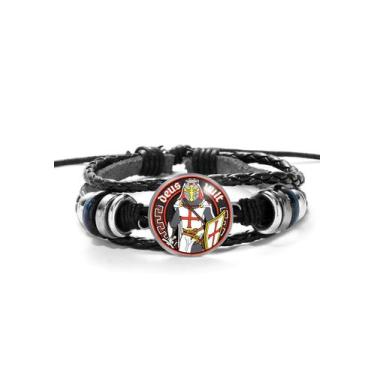 Imagem de Pulseira Deus Vult Templários Cruzadas Unissex e Ajustável - RECANTO A