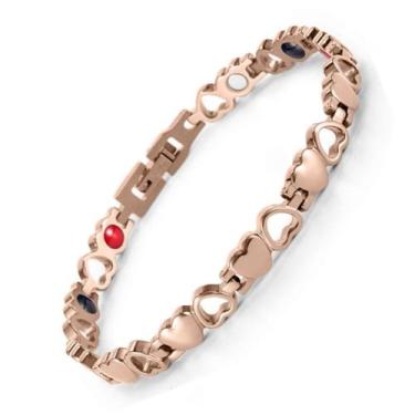 Imagem de Pulseira Feminina Prata Detalhes Folheado a Ouro 18K Magnética - HOTTI