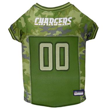 Imagem de NFL Los Angeles Chargers Camuflagem Dog Jersey, Grande. - CAMO PET Jersey disponível em 5 tamanhos e 32 times da NFL. Camisa para cães de caça