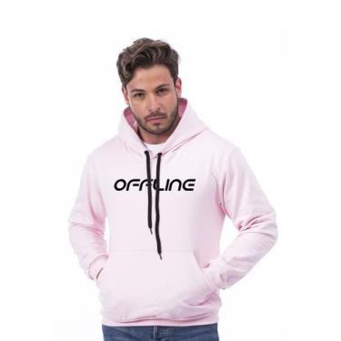 Imagem de Blusa Moletom Masculina TechMalhas com estampa OFFLINE Flanelada, Rosa