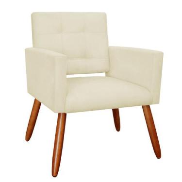 Imagem de Poltrona Camila Pés Palito Suede Marfim - Vallisa Decor