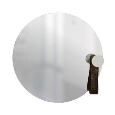 Imagem de Espelho Funcional Hook Branco Alça Rajada 50 Cm Redondo - E2G Design