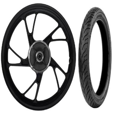 Imagem de Roda Rodao Traseira Pe De Galinha Titan 150 + Pneu Vipal St-600 90/90-18