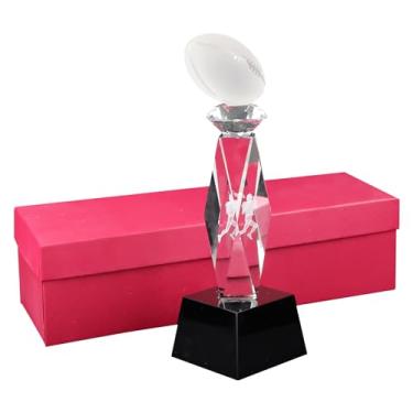 Imagem de Yiwoop Troféu de futebol gravado interior 3D de cristal de 28 cm com elegante caixa de presente para torneios, eventos esportivos, festas, troféus de campeonato, tampos de mesa e decorações de mesa