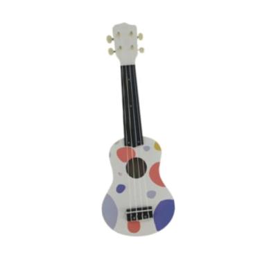 Imagem de Esquirla 20,87'' Guitarra infantil Brinquedo musical Brinquedo educacional de aprendizagem, Ukulele infantil Brinquedo 4 cordas Mini guitarra infantil para , Branco