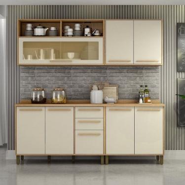 Imagem de Cozinha Completa 4 Peças 8 Portas 2 Gavetas Salvador Marrom/Bege