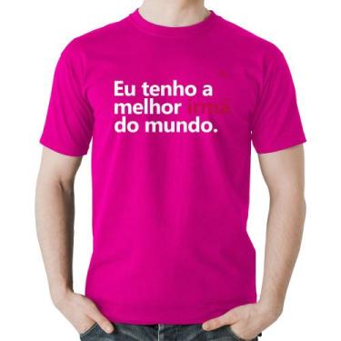 Imagem de Camiseta Algodão Eu tenho a melhor irmã do mundo - Foca na Moda, Rosa,