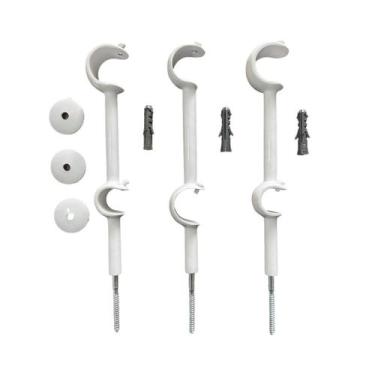 Imagem de Kit 3 Suportes Alongado Duplo Para Varão Alumínio 28/19mm - ART DECORA