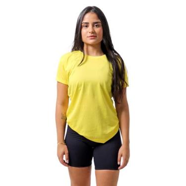 Imagem de Camiseta Feminina Baby Look Dry Fit Básica Lisa  - Techmalhas, Amarelo